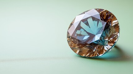 Close-up of a beautiful, round, faceted gemstone, displaying intricate facets and captivating light reflections.