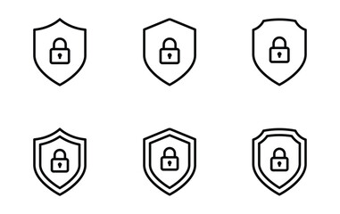 shield with lock icon. Privacy secure sign vector
