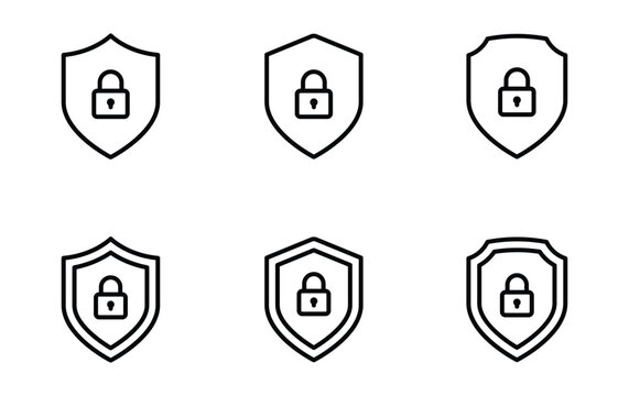 shield with lock icon. Privacy secure sign vector