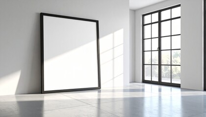 Fototapeta premium Black frame against white wall industrial loft