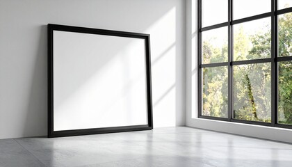 Fototapeta premium Black frame against white wall industrial loft
