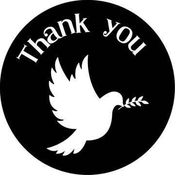 Peace Dove with Thank You Message on Transparent Background