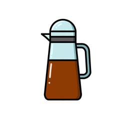 vector design illustration of a glass thermos filled with coffee, thermos icon, thermos logo, good as a sticker.