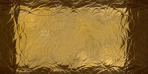 A smooth, wavy gold-toned surface with a metallic sheen