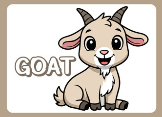 Cute little goat  happy smile cartoon illustration.
