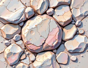 high quality, pastel sketch of pebble texture, delicate lines, soft pastel colors, sparse details