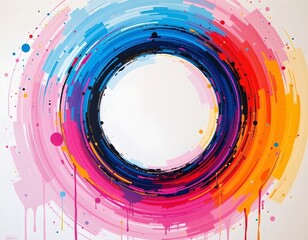 high quality, abstract painted ring formation, textured brush strokes, vibrant pastel colors, sparse design, no branding
