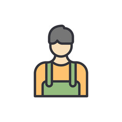 Illustration Of A Person Wearing Overalls In A Simplified Style