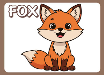 Cute little fox  happy smile cartoon illustration.