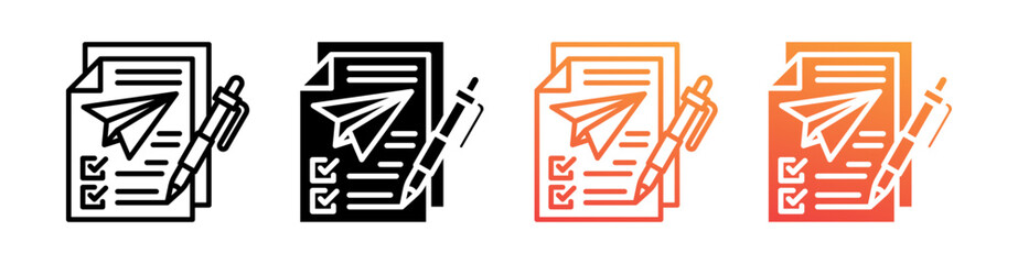 Planning Multi Style Icon Set Vector 