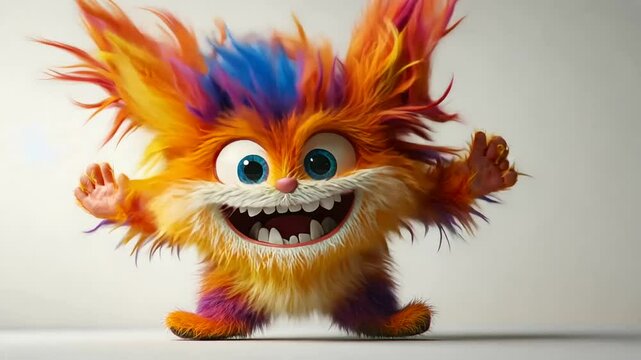 Colorful and Playful Creature with Bright Fur and Happy Expression