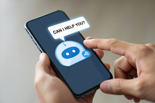 Person using smartphone with AI chatbot interface offering assistance