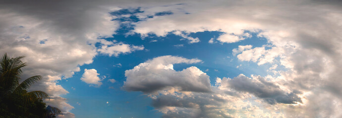 Banner Dramatic dark storm clouds black sky background. Dark thunderstorm clouds rainny season....