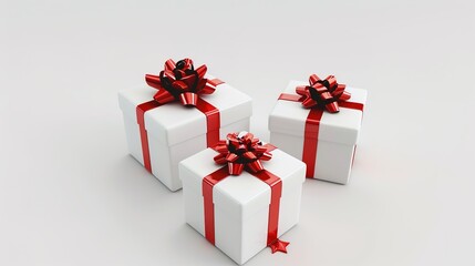3D Gift Box - shaped Decorations on White Background