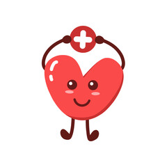 Cute doodle character for blood donate day with love shape and health logo, cartoon blood donor day, icon blood donor day