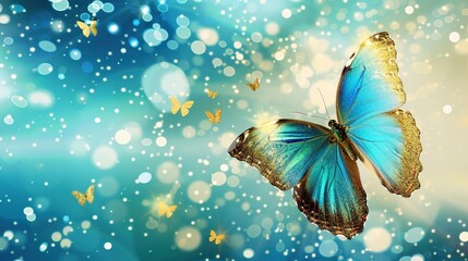 Blue - Gold Butterfly Background Picture