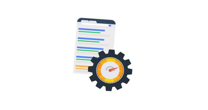 A professional animated icon representing web optimization, often featuring browser windows, gear icons, speedometers, or upward graphs. Ideal for illustrating faster load times, mobile responsiveness