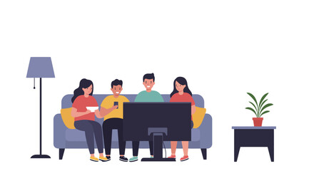 Cozy Family Time: Watching TV Together at Home