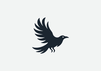 Obraz premium Flying crow silhouette logo for mystery, dark, or gothic identity.