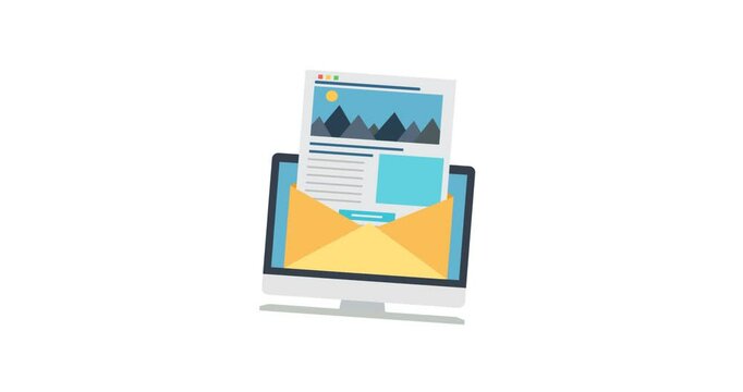 A clean animated icon representing news, often featuring a newspaper, megaphone, globe, or headline. Ideal for illustrating media content, news platforms, blog articles, press updates, or information 