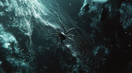 Spider on Web, Dark, Mystical Setting