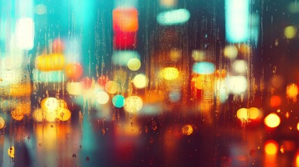 Rainy Night City Lights Through Window