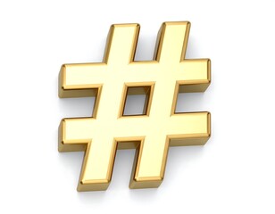Fototapeta premium 3D golden hashtag symbol
