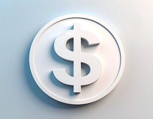 Obraz premium White dollar sign on a white coin