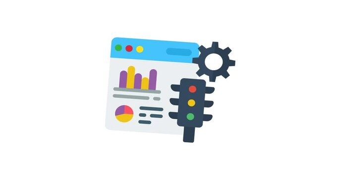 A clean animated icon of a browser window, representing internet access, website interfaces, or digital navigation. Ideal for illustrating web development, SEO, online browsing, website design, or dig