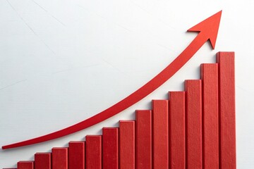 Red growth chart with arrow showing upward progress