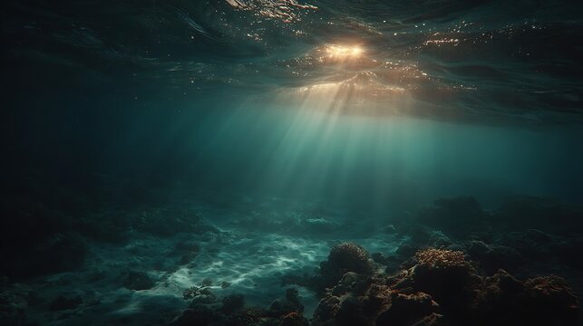 Sunlight through dark ocean