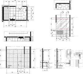 Interior design 2d Bathroom design Furniture layout plan section detail