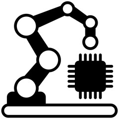 Automation glyph icon, use for machine learning, education, technology industry, UI, UX kit, app and web development, digital or print.