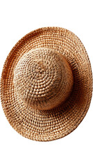 Fototapeta premium Natural Woven Hat: A detailed studio shot captures the intricate weave and relaxed charm of a wide-brimmed straw hat, perfect for sun protection. 