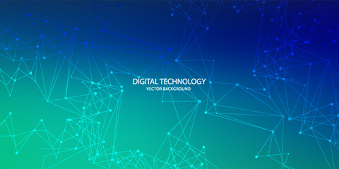 Digital technology speed connect blue green background, cyber nano information, abstract communication, innovation future tech data,vector eps10