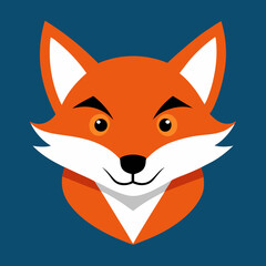 Obraz premium Orange Fox Head Vector Illustration Smart Cunning Expression Flat Design Cartoon Animal Icon