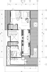 Drawings furniture layout layout is on the 2nd floor, 2 bedrooms, 1 dressing room, and 1 vector style.