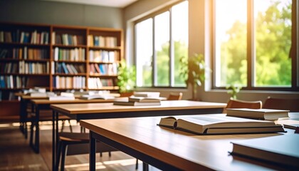 Sunlit library interior