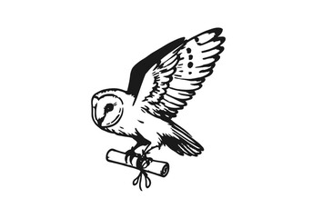 Barn Owl hand drawn sketch vector illustration