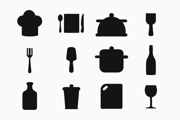 Culinary Icons A Collection of Restaurant and Cooking Silhouettes