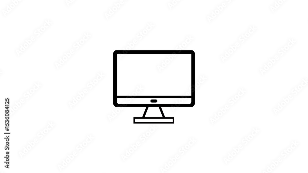 Poster simple minimalist computer monitor icon illustration depicting technology and information display on