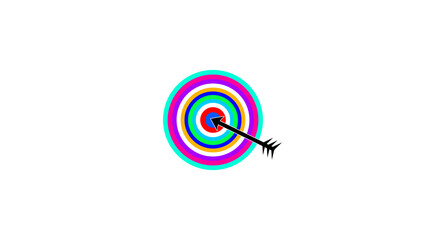 Colorful target with arrow depicting a focused concept and reaching objectives aiming for success and precision on a white background