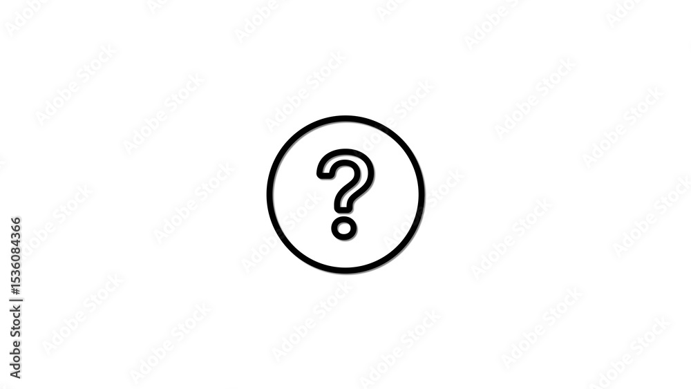 Poster a simple black outline question mark icon enclosed in a circle isolated on a clean white background 