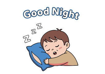 Sweet Dreams Adorable Illustration of a Child Sleeping Soundly, Perfect for Goodnight Wishes