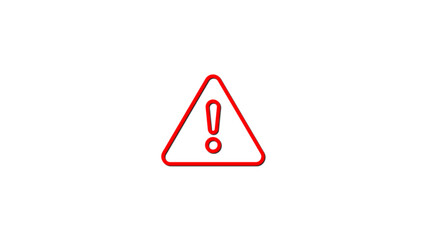 Red warning sign of exclamation point in a triangle on white background indicating alert caution and safety icon for web design and graphic elements