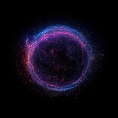 Obraz premium Vibrant Cosmic Sphere with Dynamic Light Patterns in Dark Background