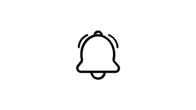Black and white icon design of a ringing bell, ideal for notifications, alerts, and reminders in modern user interfaces and web applications, a clear and concise graphic.