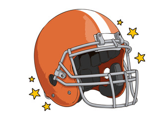 Fototapeta premium Gridiron Glory An Illustrated American Football Helmet