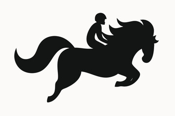 Obraz premium Dynamic Silhouette of Equestrian Leaping Horse and Rider in Motion