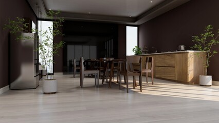 office pantry area 3d render interior design